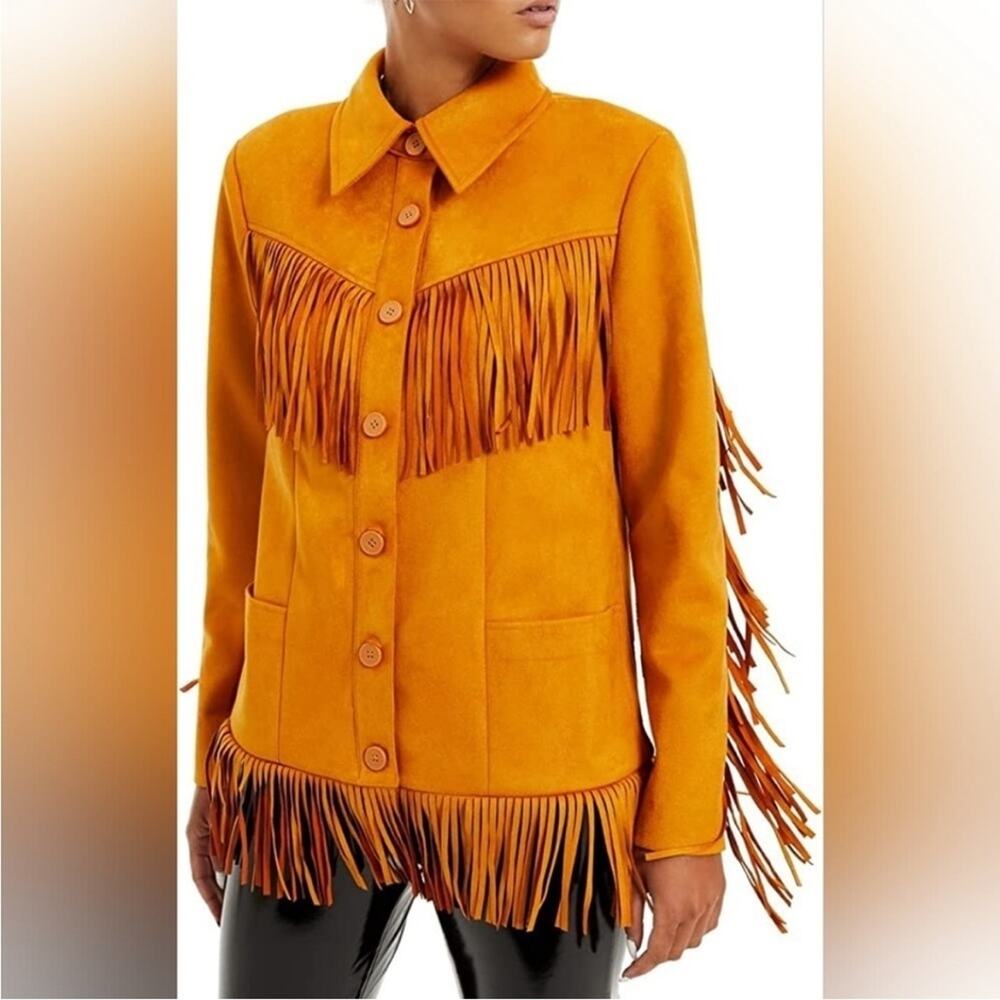 NWT! Danielle Bernstein Faux-Suede Fringe Jacket - Picture 4 of 8
